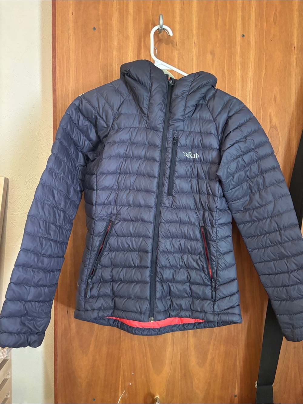 Rab Navy and pink alpine microlight  Hooded Down Jacket